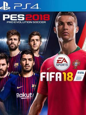 2 juegos en 1 PES 2018 mas FIFA 2018 PS4